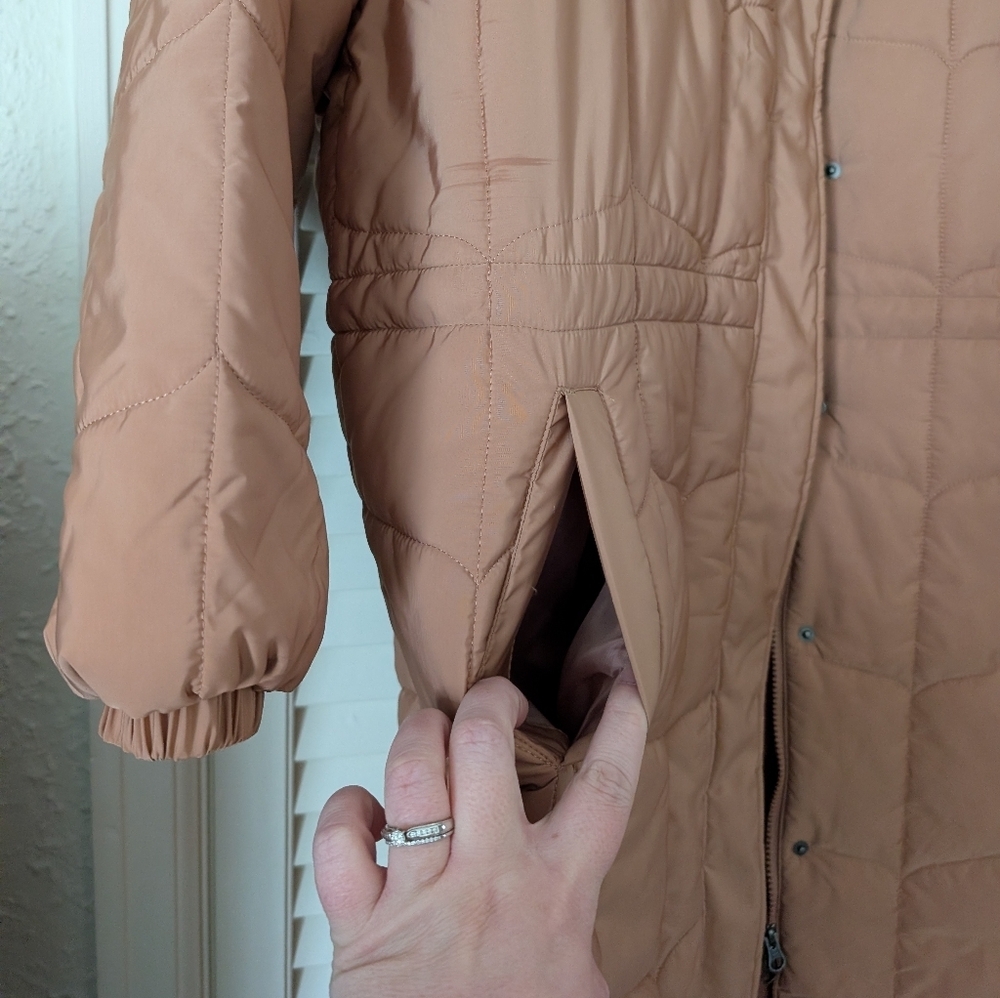 Amazon Essentials Tan Quilted Long Puffer Coat - Picture 4 of 6
